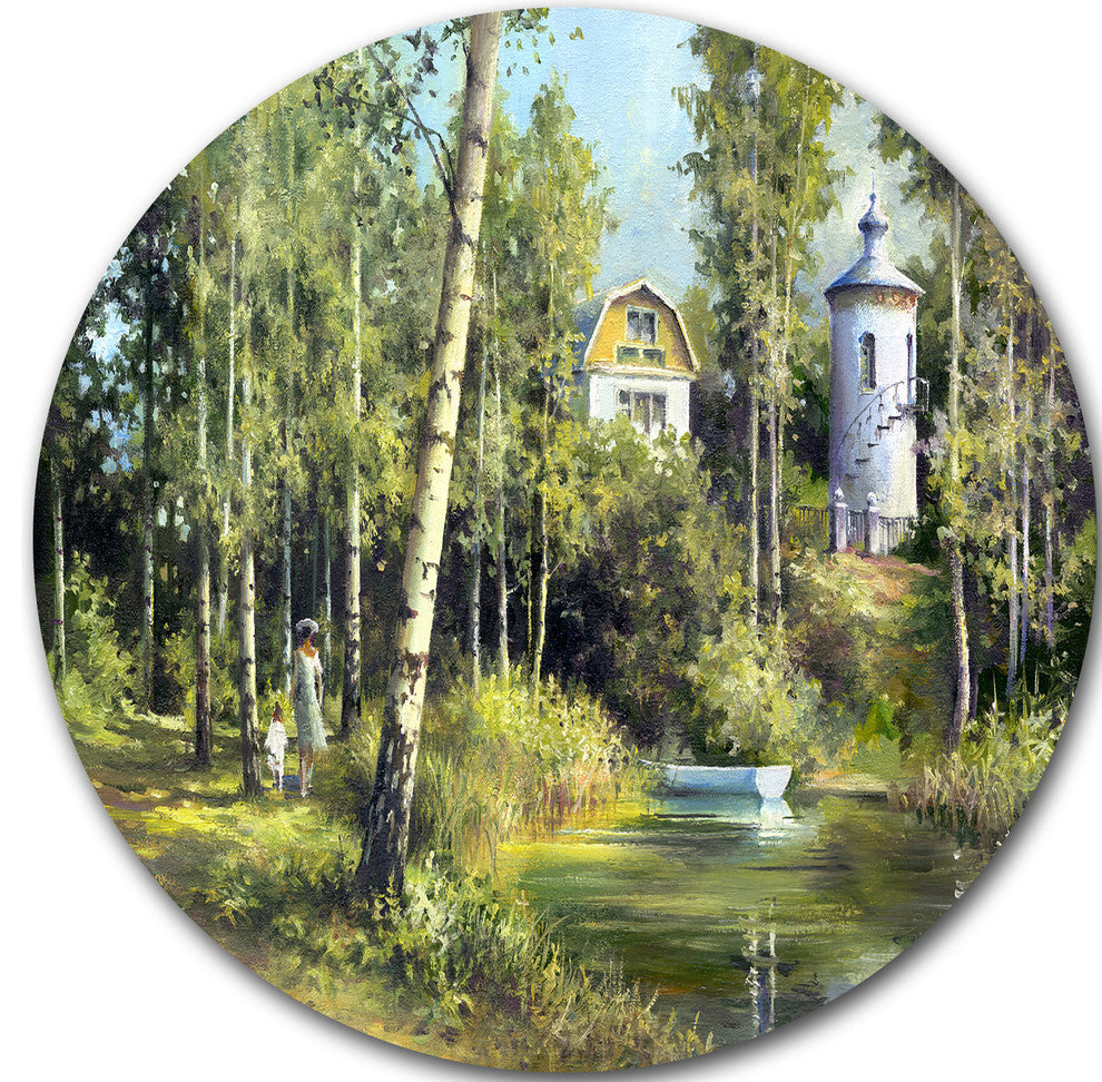The River In The Spring, Landscape Large Disc Metal Wall Art, 23"