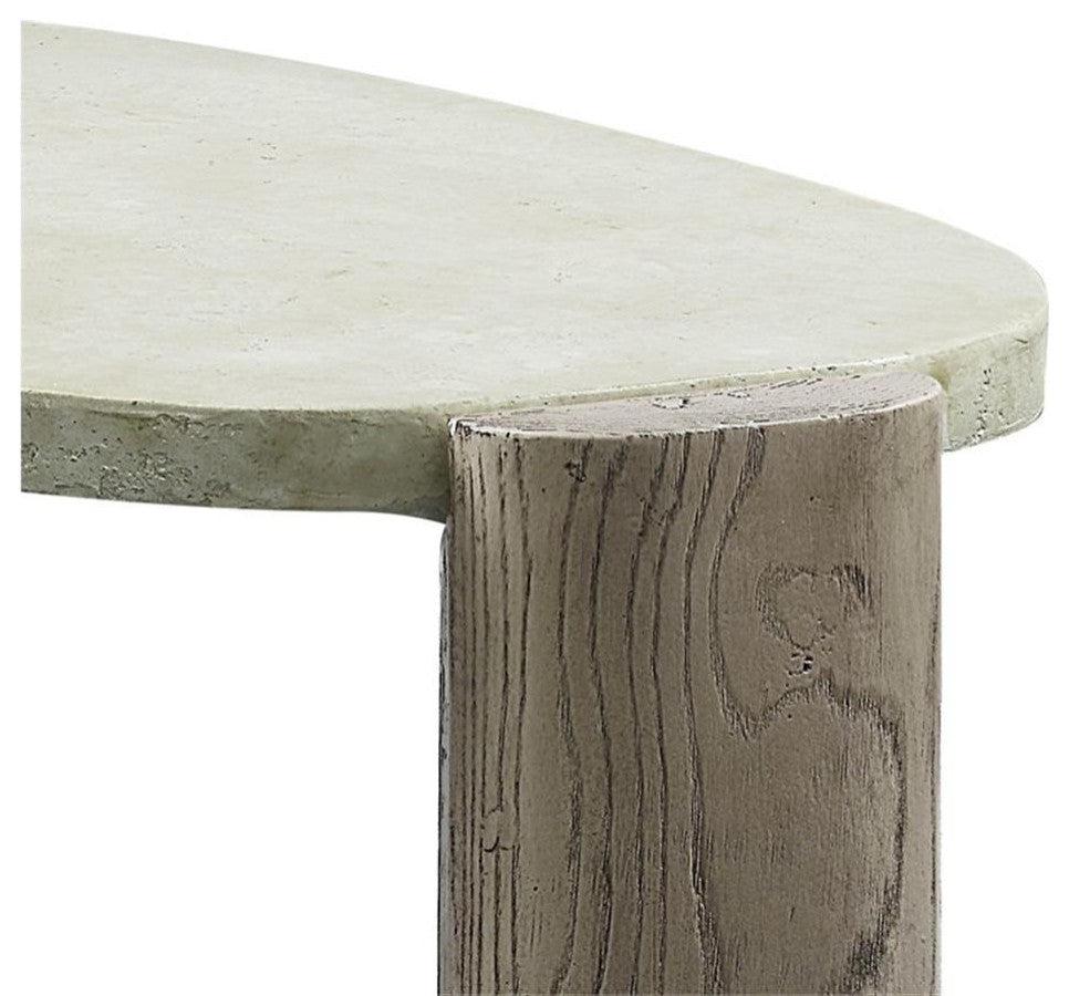 ACME Jacina Cement Coffee Table in Weathered Gray and Oak