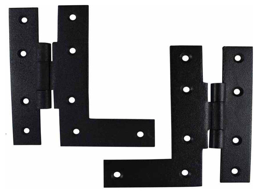 Pair Offset H-L Cabinet Hinge Wrought Iron 4 1/2" H Renovators Supply