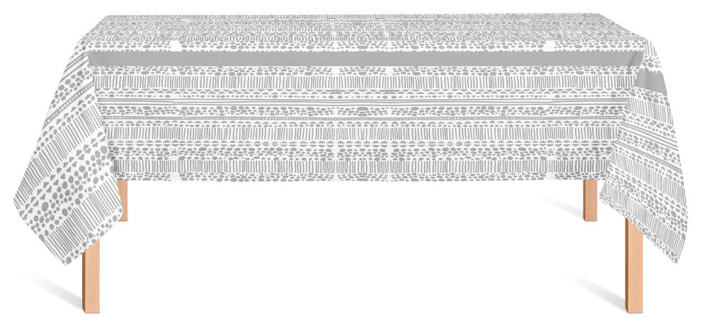 Drawn Tribal Patttern Gray 58x102 Tablecloth