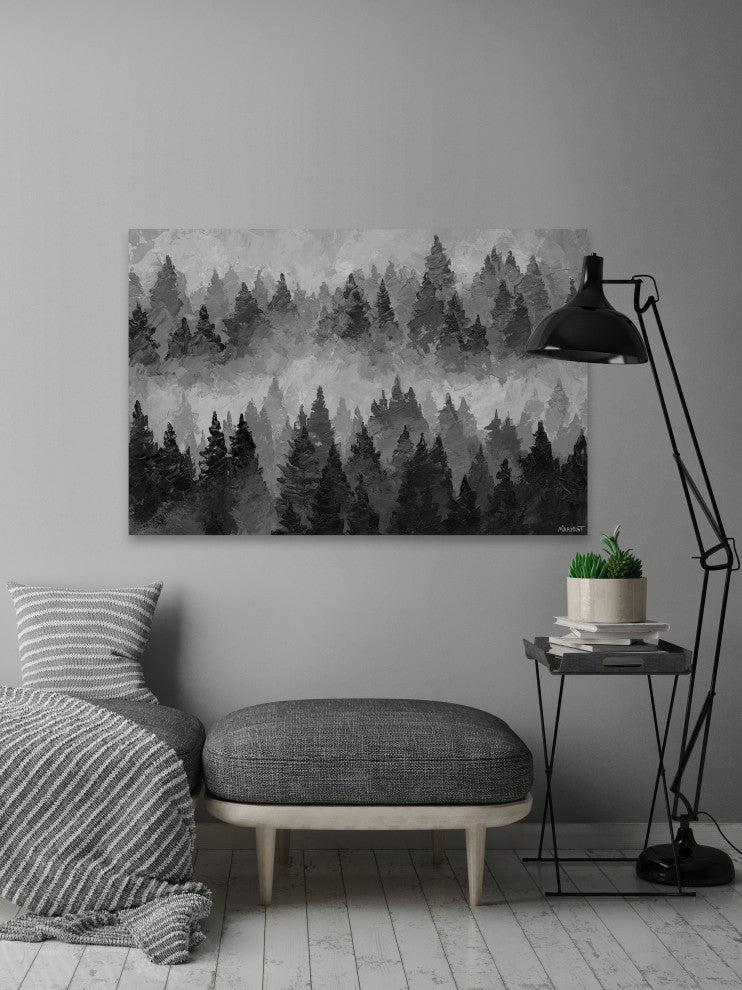 "Pine Forests" Painting Print on Wrapped Canvas, 12x8