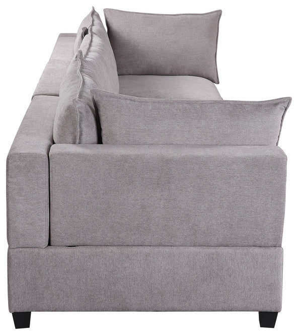 Lilola Home Madison Light Gray Fabric Sofa Loveseat Living Room Set