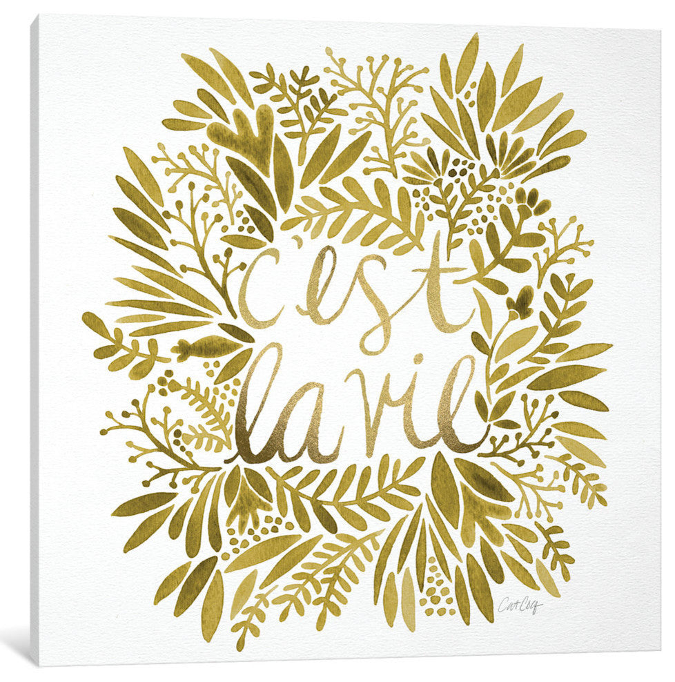 "C'est La Vie Gold Artprint" by Cat Coquillette, 12x12x1.5
