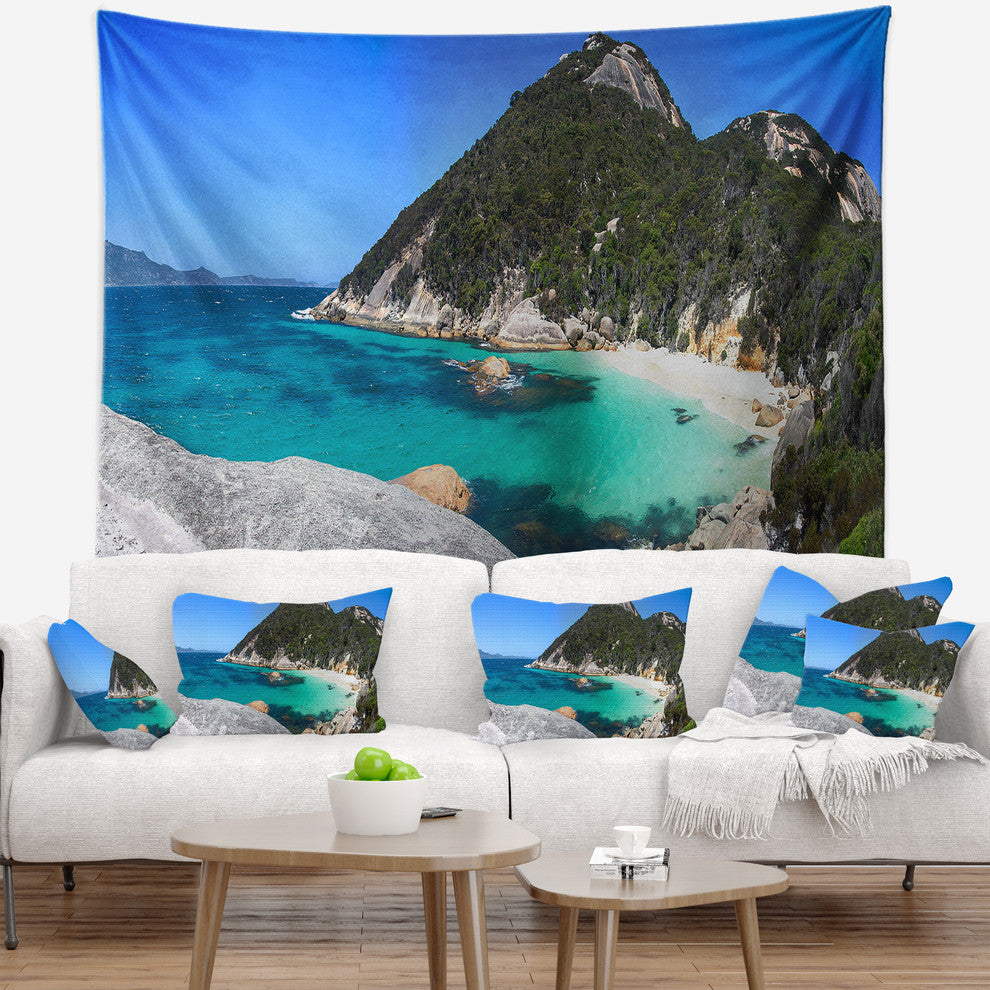 Small Hidden Bay Panorama Landscape Wall Tapestry, 80"x68"