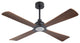56" 4-Blade Solid Wood Ceiling Fan with LED Light and Remote Control, Black/Walnut