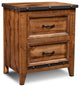 Sunset Trading Rustic City 2 Drawer Nightstand, Industrial Metal Accents