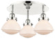 Olean-3 Light 18" Flush Mount-Polished Nickel, Matte White Glass Shade