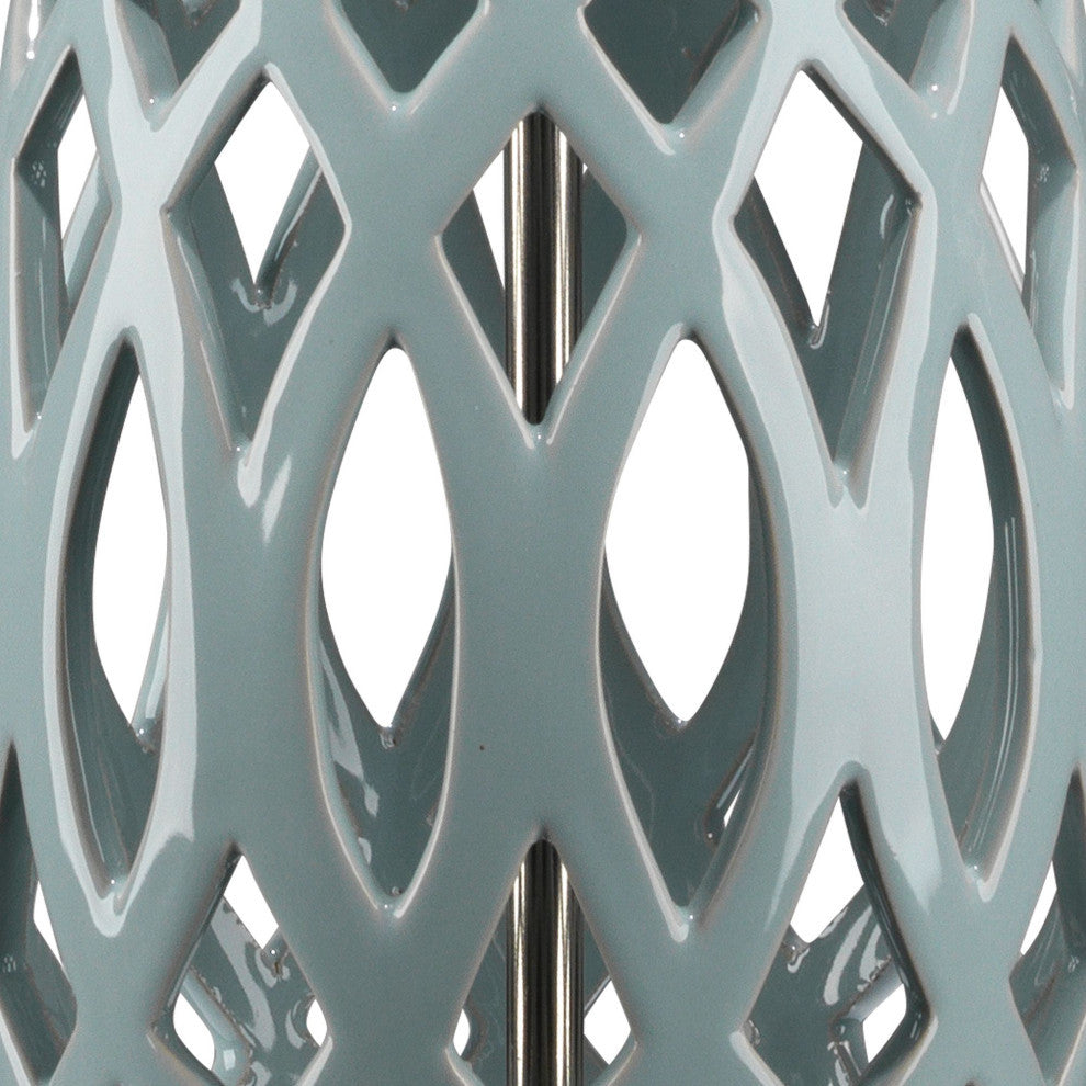 Filigree Ceramic Table Lamp, Navy Blue, Blue