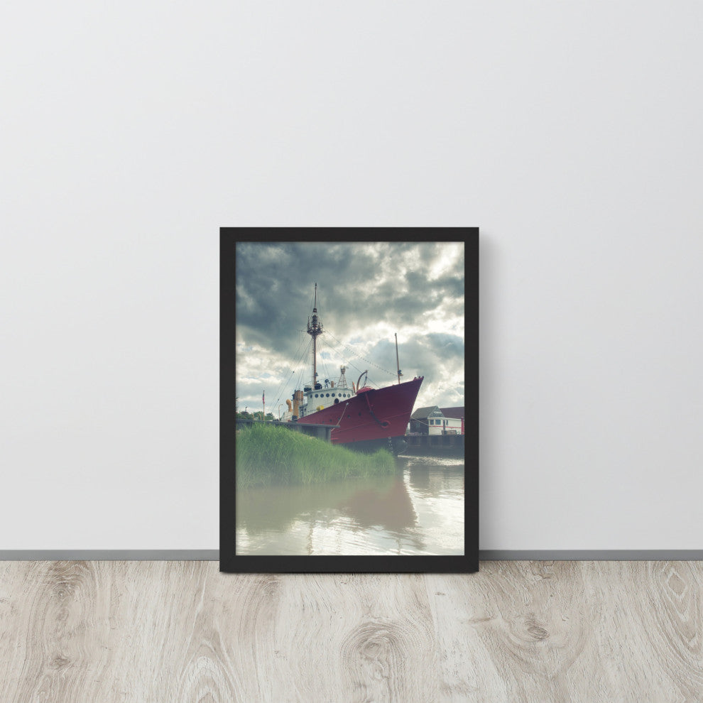 Foggy River Coastal Landscape Framed Photo Paper Wall Art Prints, Black, 12" X 16"