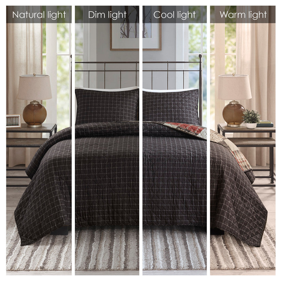 Madison Park Timber 3 Piece Reversible Printed Quilt Set
