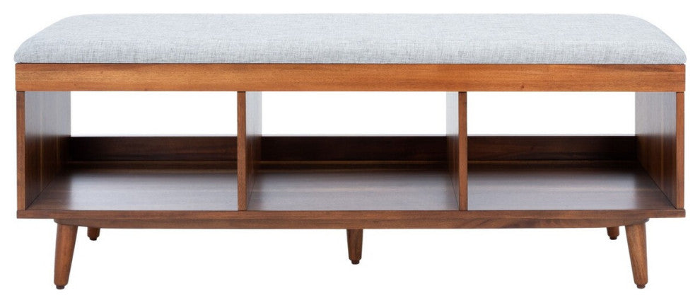Safavieh Cricket Open Shelf Bench, Grey/Natural Acacia