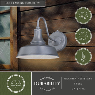 Dorado 1 Light Barn Outdoor Wall Lantern, Satin Silver/White, 9"x9"x13"