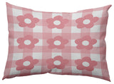 Flowers on Gingham Decorative Throw Pillow, Pink Icing, 14"x20"