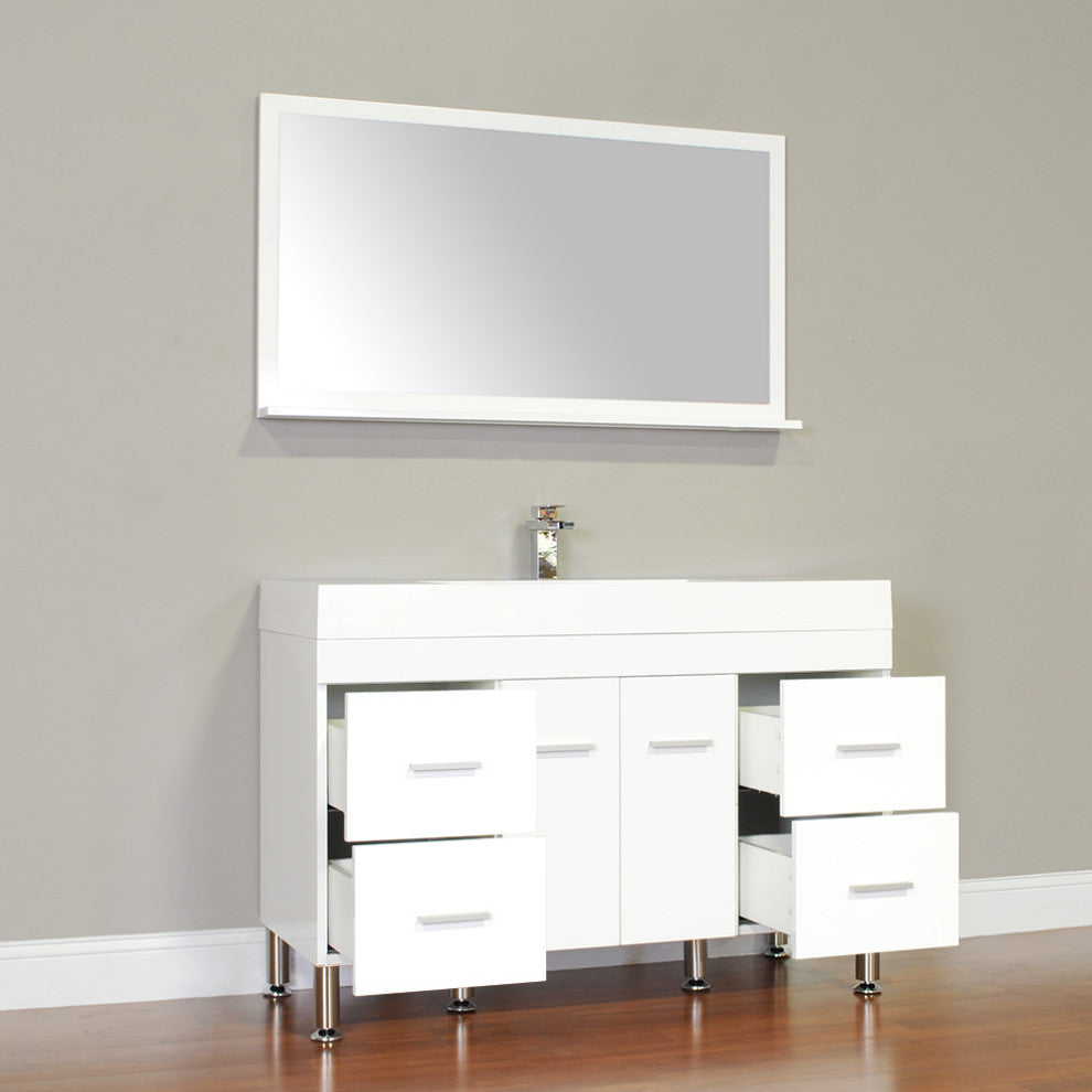 The Modern 47 Inch Single Modern Bathroom Vanity In White Without Mirror