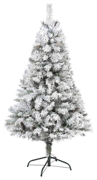 5' Flocked White River Mountain Pine Artificial Christmas Tree With Pinecones