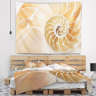 Brown Nautilus Shell Pattern Contemporary Wall Tapestry, 92"x78"
