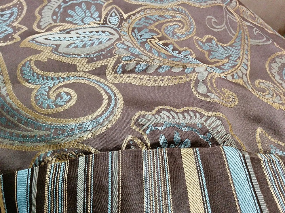 Tache Paisley Dark Brown Comforter Set With Zipper, Full