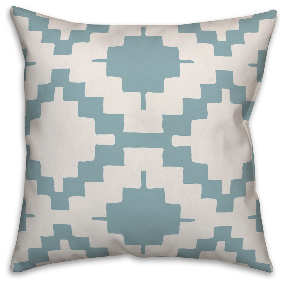 Blue and White Aztec 20x20 Throw Pillow