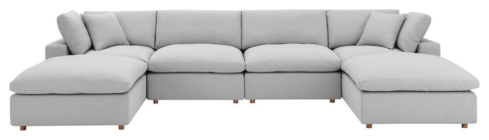 Commix Down Filled Overstuffed 6-Piece Sectional Sofa, Light Gray