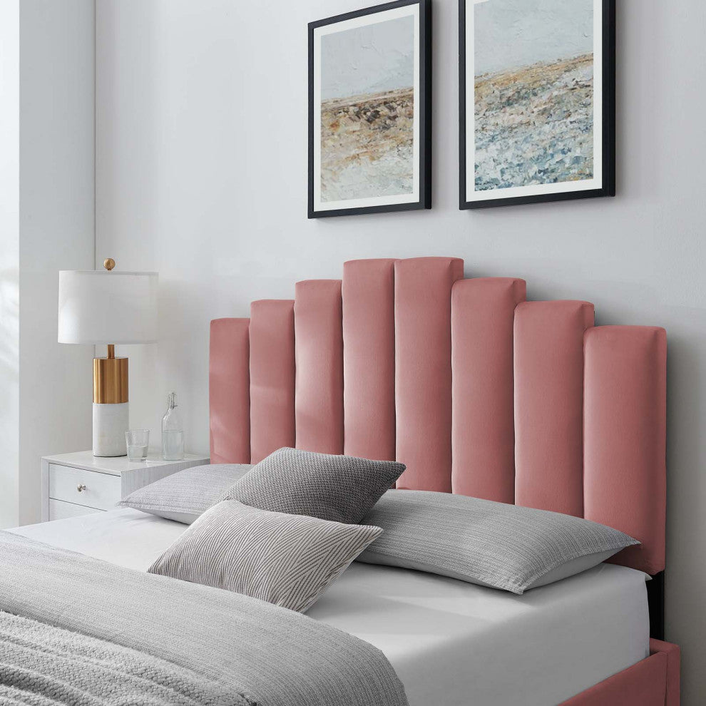 Headboard, Twin Size, Velvet, Pink, Modern Contemporary, Bedroom Master Suite