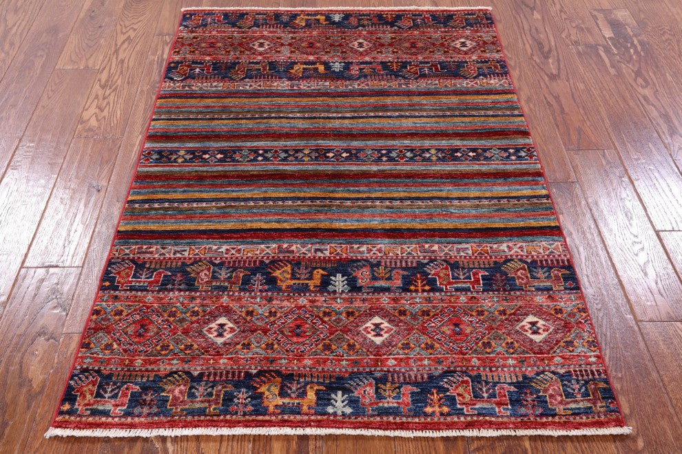 Hand Knotted Tribal Persian Gabbeh Wool Rug 3' 3" X 4' 9" Q8036