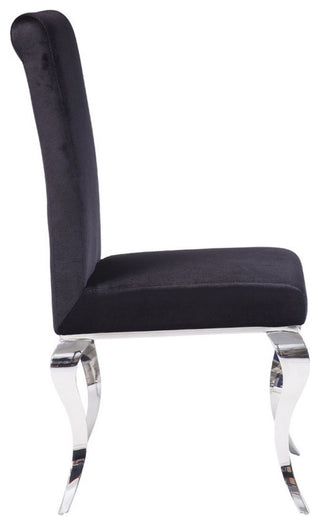 Set of 2 Upholstered Side Chair, Black/Chrome Finish