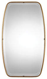 Luxe Curved Oval Gold Thin Frame Wall Mirror Tall 36" Minimalist Classic Elegant