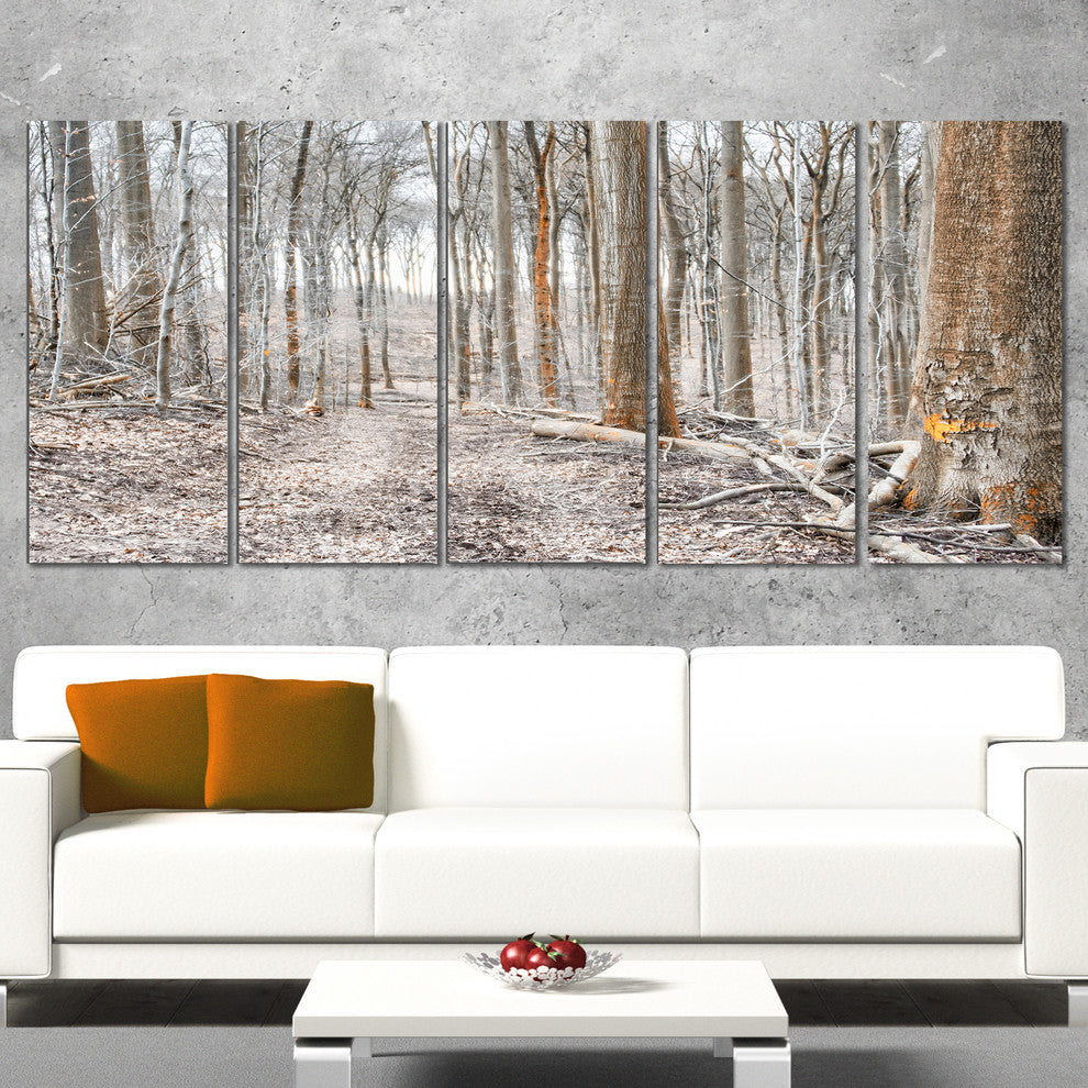Dense Forest in the Winter Photography, Forest Canvas Art, 60"x28", 5 Panels