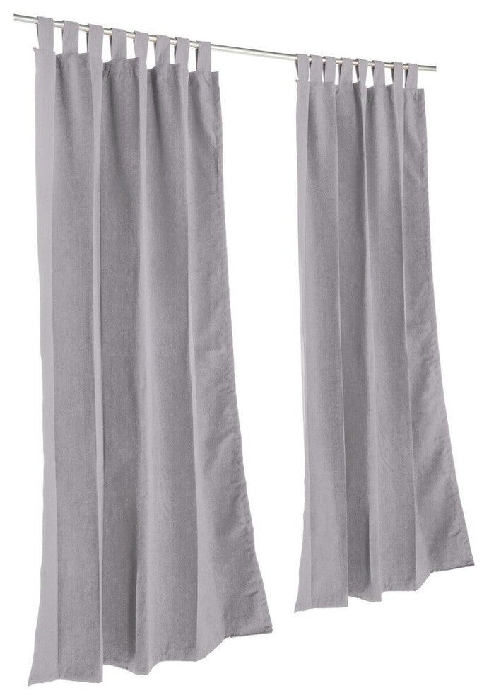 Linen Silver Sunbrella Outdoor Single-Panel Curtain With Tabs, 120"x50"