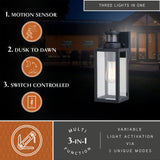 Lombard 4.75-in. 1 Light Black Motion Sensor Dusk to Dawn Outdoor Wall Lantern