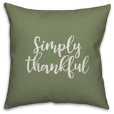 Simply Thankful in Green 18x18 Throw Pillow