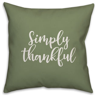 Simply Thankful in Green 18x18 Throw Pillow