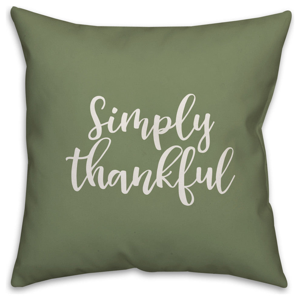 Simply Thankful in Green 18x18 Throw Pillow