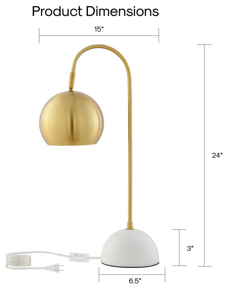 Inspired Home Harlynn Table Lamp, Marble Stone Base, Brass