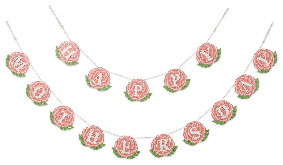 Happy Mothers Day Wooden Garland, 2-Piece Set