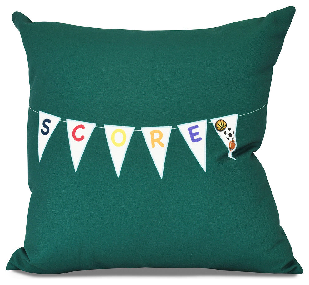 Score!, Word Print Pillow, Green, 18" x 18"