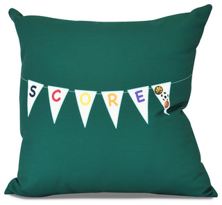 Score!, Word Print Pillow, Green, 18" x 18"