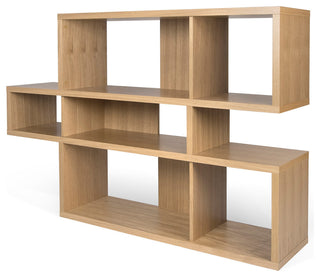 Contemporary Modular Display 2 Tone Shelves, Oak Frame/Oak Backs