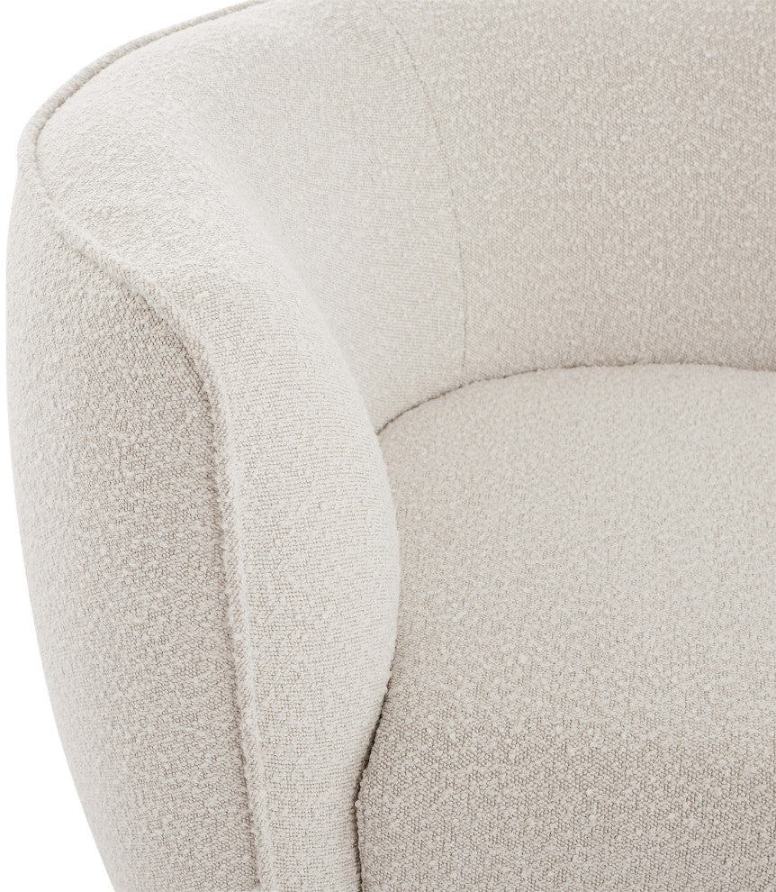 Hilton Boucle Fabric Upholstered Chaise Lounge, Cream