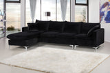 Naomi 3-Piece Velvet Upholstered Reversible Sectional, Black