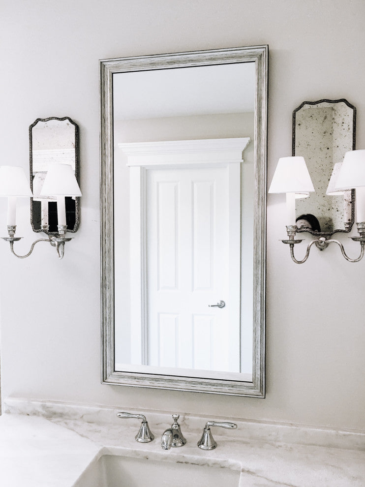 Crenshaw Framed Wall Mirror, Silver, 36" X 48"