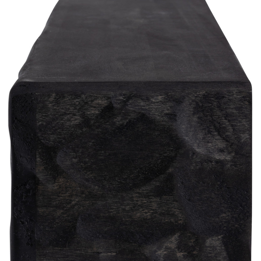 Rough Hewn Fireplace Shelf Mantel, Midnight Black, 72"