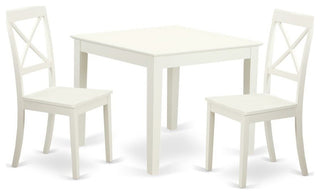 3-Piece Square Kitchen Table and 2 Wood Kitchen Dining Chairs, Linen White