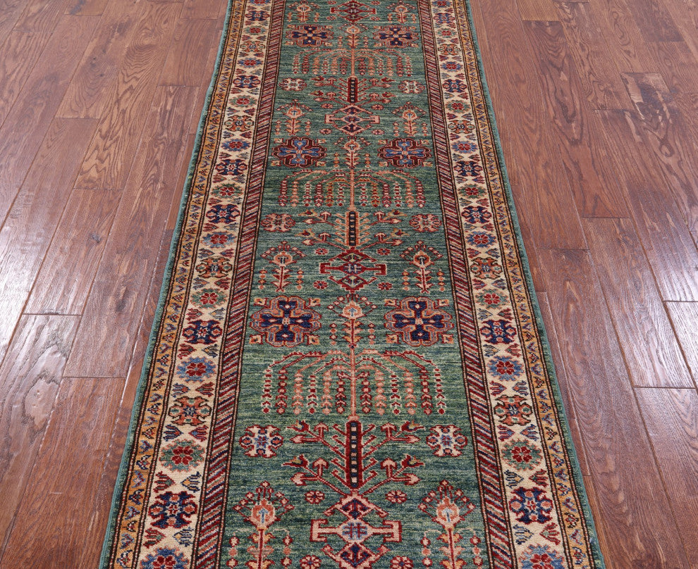 2' 9" X 8' 0" Runner Super Kazak Handmade Wool Rug - Q12960