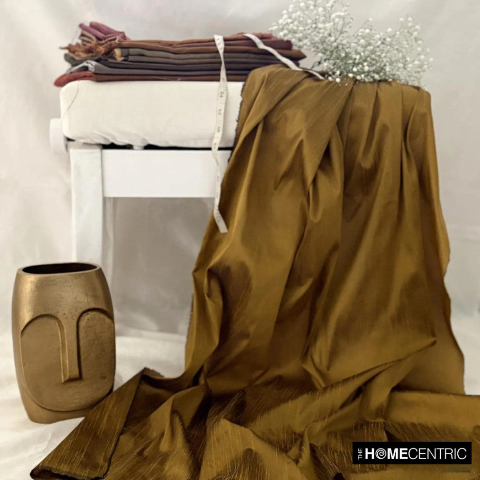 Copper Art Silk Fabric By The Yard, 6 Yards For Curtain, Dress Wholesale