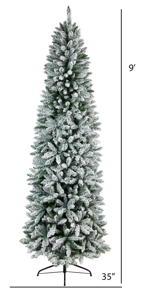 9ft. Slim Flocked Montreal Fir Artificial Christmas Tree