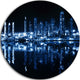 Glowing City At Midnight, Cityscape Photo Round Metal Wall Art, 11"