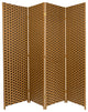 6' Tall Woven Fiber Room Divider, Two Tone Brown, 4 Panel