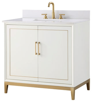 Gracie Bathroom Vanity, Satin White With White Quartz, 36"