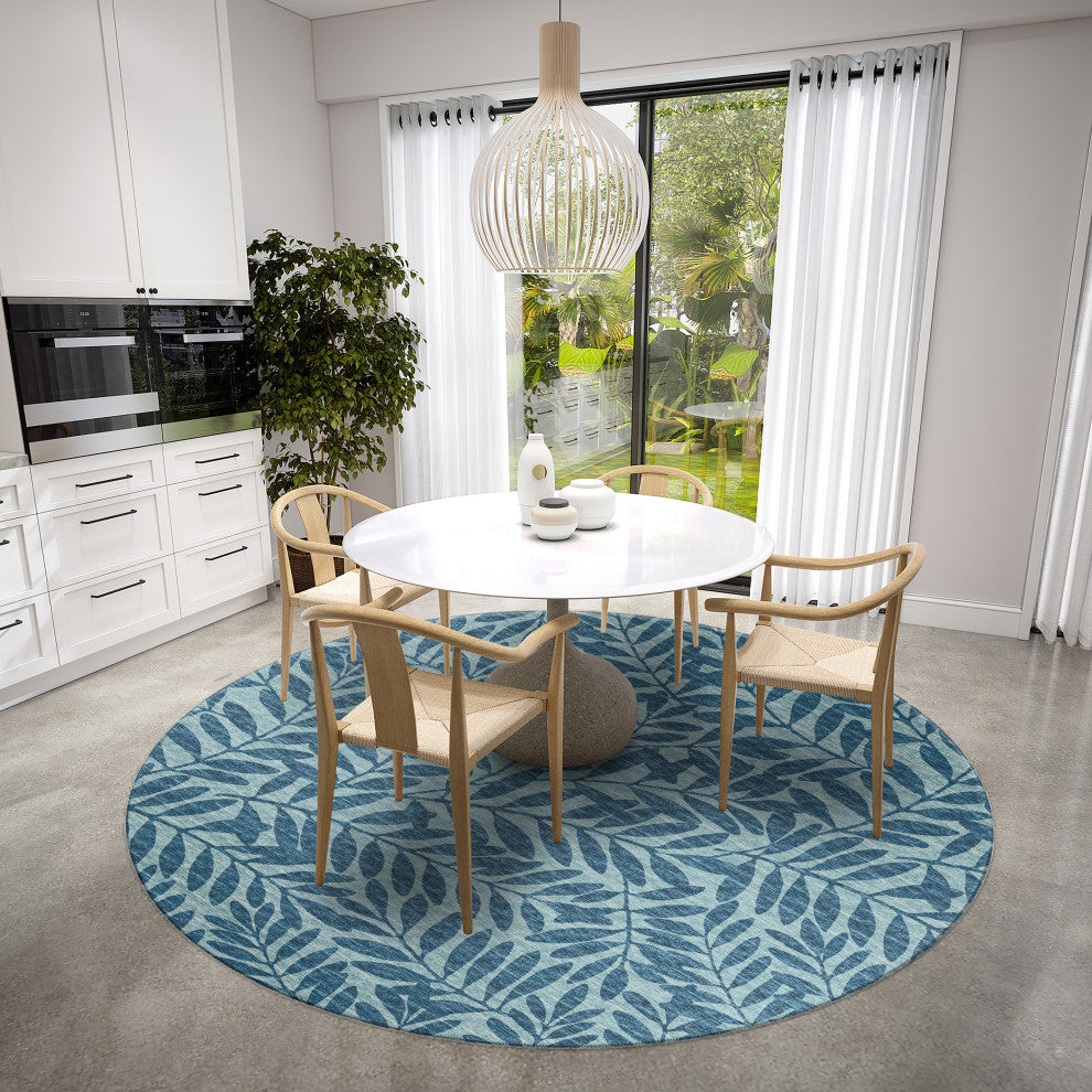 Indoor/Outdoor Sedona SN5 Denim Machine Washable 8' x 8' Round Rug